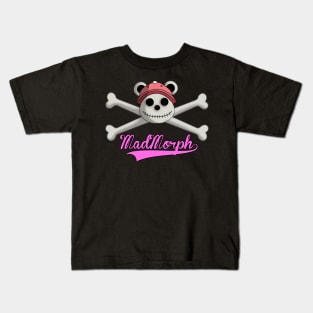 Skeleton Bear (Pink) - Skull & Crossbones Kids T-Shirt